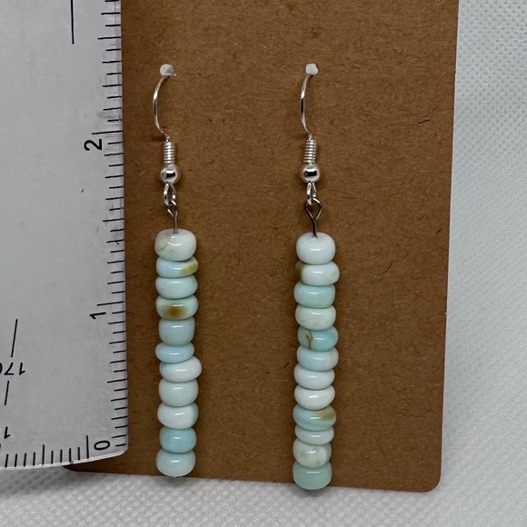 Peruvian Opal earrings Elegant Blue Beaded handmade - Picture 3 of 4